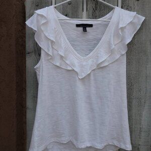 WHBM White Medium Ruffle Top